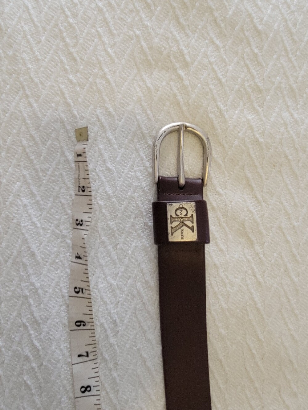 Vintage CALVIN KLEIN Brown Molded Rubber Belt with Silver Buckle